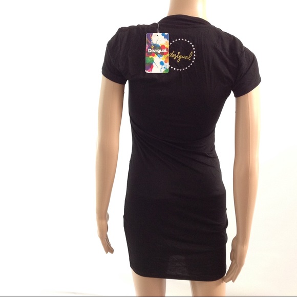 Desigual Women Mini Jersey Dress Size XS Black - Picture 4 of 8